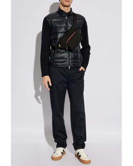 Moncler Black Cardigan With Quilted Front for men