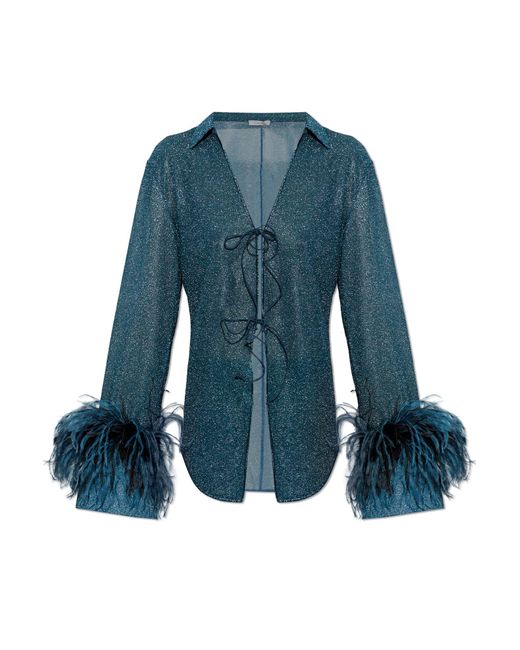 Oseree Blue Shirt With Lurex Thread