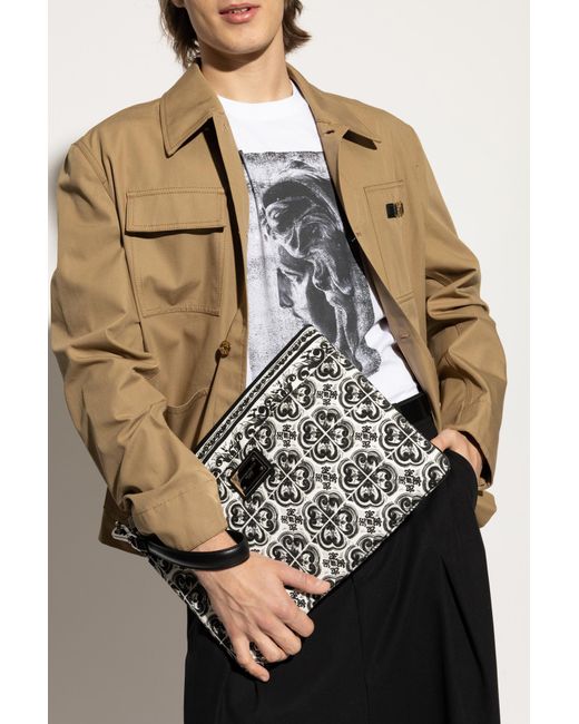 Dolce & Gabbana Black Clutch Bag With "Majolica" Print for men
