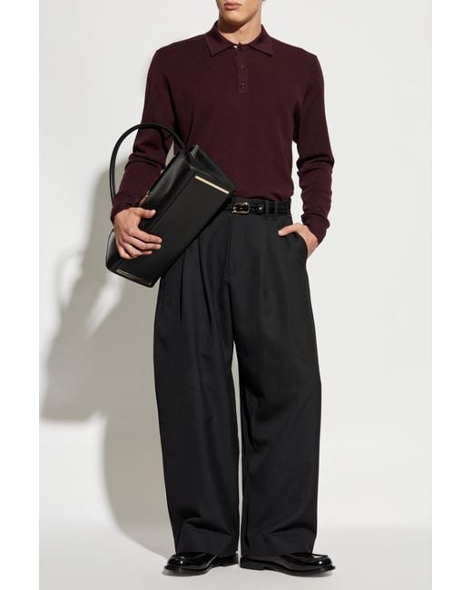 Burberry Purple "Marcus" Long Sleeve Polo for men