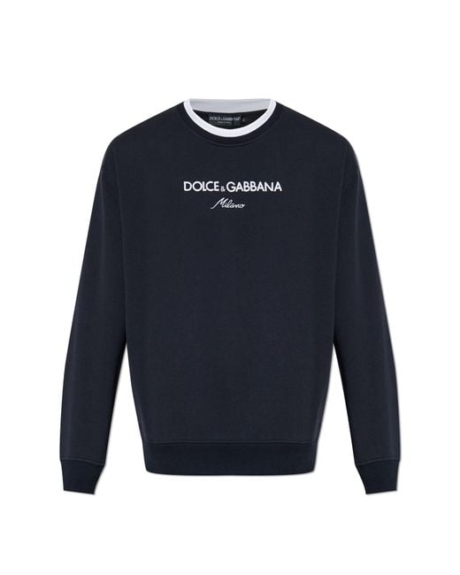 Dolce & Gabbana Blue Sweatshirt With Logo for men
