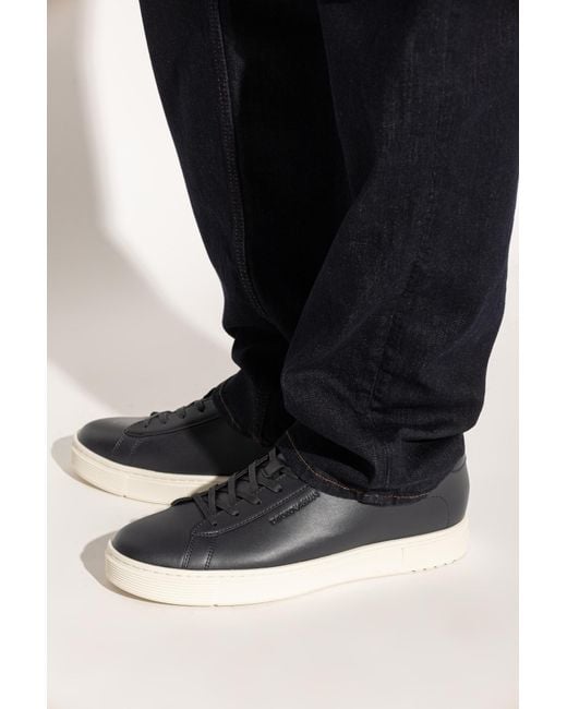 Emporio Armani Black Sports Shoes With Embossed Logo for men