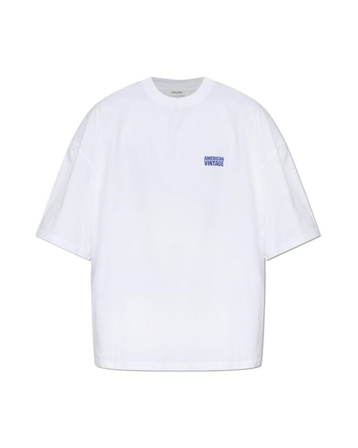American Vintage White T-Shirt With Printed Logo for men