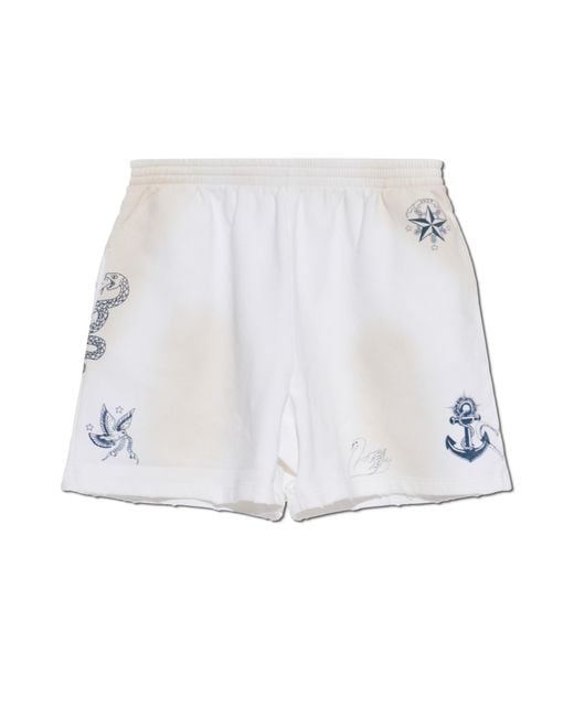 Balenciaga White Printed Shorts for men