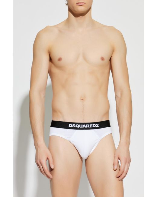 DSquared² Black Cotton Briefs With Logo for men