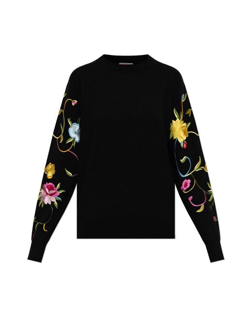 KENZO Black Wool Sweater With Floral Motif