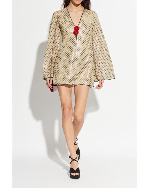 Oseree Natural Dress With Lurex Thread