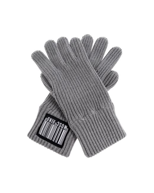 Moschino Gray Gloves With A Logo Patch
