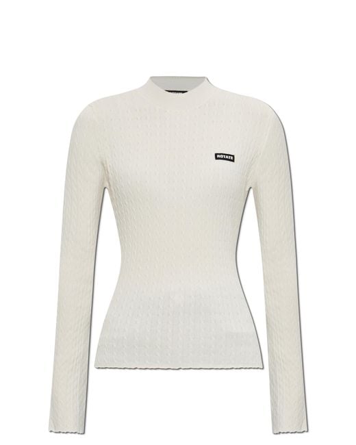 ROTATE BIRGER CHRISTENSEN White Sweater With Logo Patch