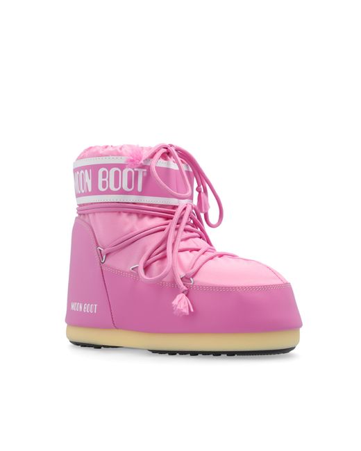 Moon Boot Pink Snow Boots 'Icon Low Nylon'
