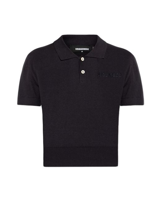 DSquared² Black Polo With Embroidered Logo
