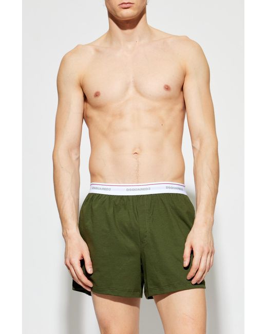 DSquared² Green Cotton Boxers With Logo for men
