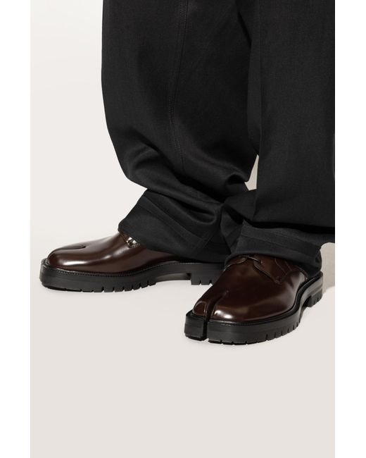 Maison Margiela Brown Leather Shoes With Tabi Toe for men
