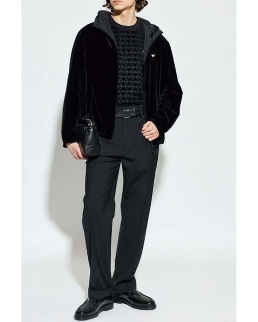 Emporio Armani Black Reversible Hooded Jacket for men