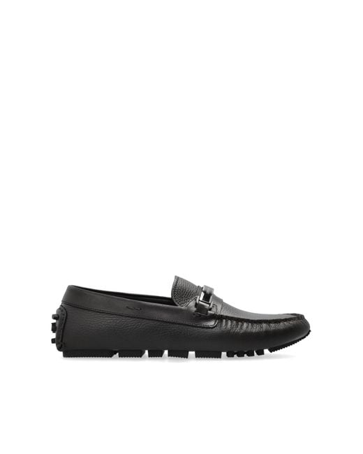 Emporio Armani Black Leather Moccasins for men