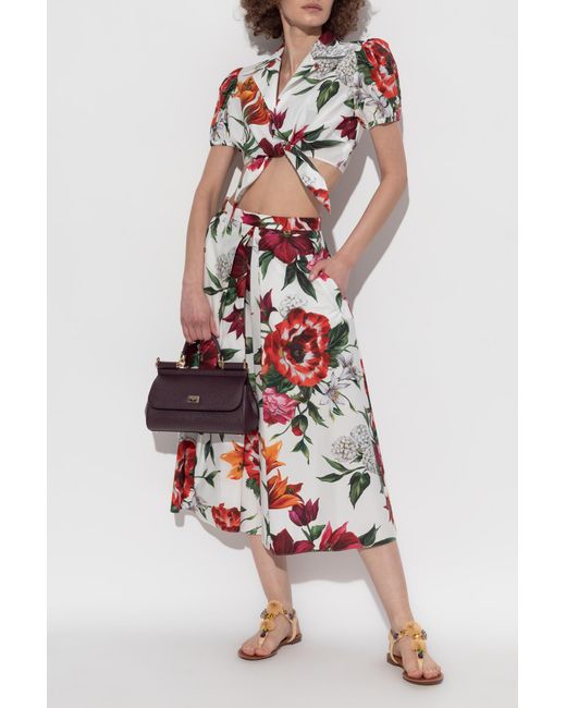 Dolce & Gabbana Red Top With Floral Motif