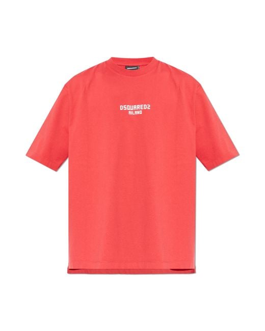 DSquared² Red T-Shirt With Logo for men