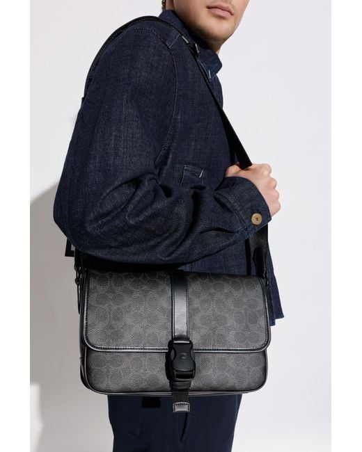 COACH Black Shoulder Bag With Monogram for men
