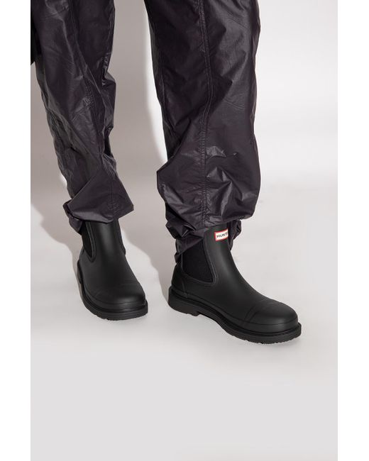 HUNTER Rubber Chelsea' Rain Boots in Black Lyst