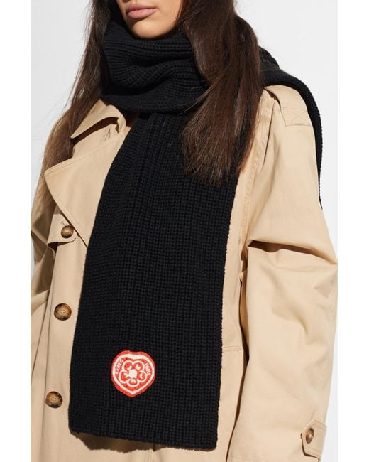 KENZO Black Scarf With Logo