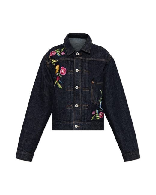 KENZO Blue Denim Jacket With Floral Motif
