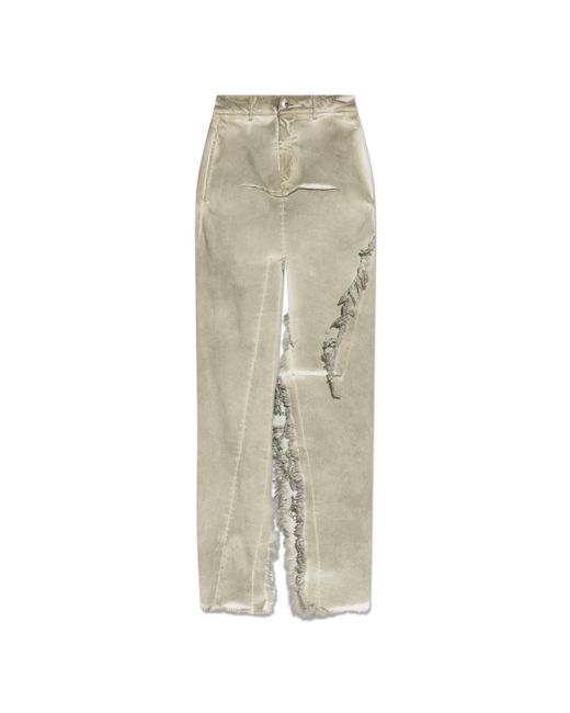Rick Owens White Denim Skirt With Slit