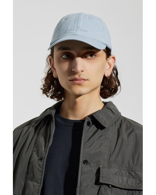 Stone Island Blue Cap With Logo for men