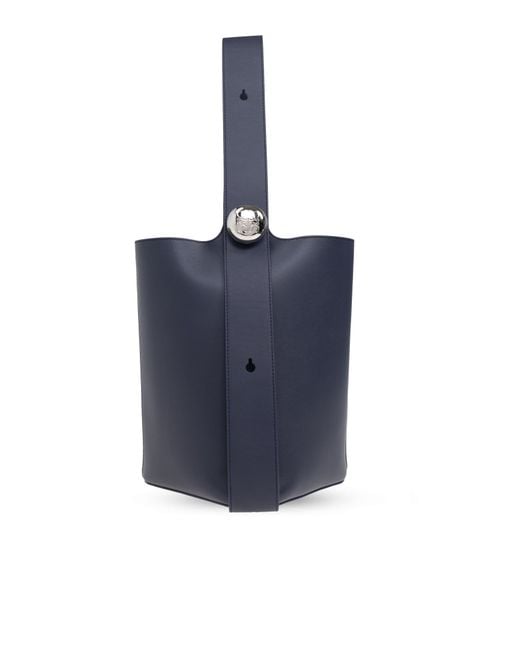 Loewe Blue Pebble Medium Bucket-Style Shoulder Bag