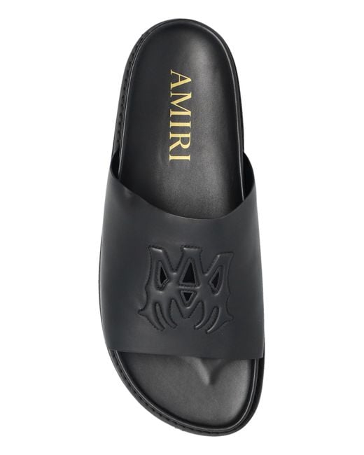 Amiri Black Leather Slides for men