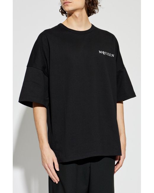Alexander McQueen Black T-Shirt With Logo for men