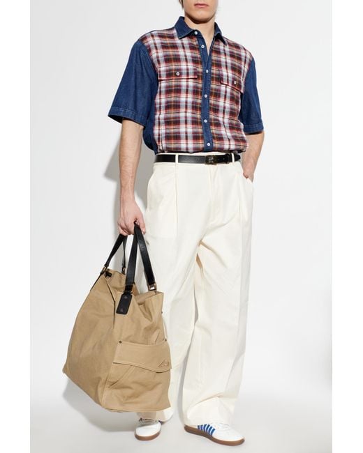 DSquared² Blue Denim Shirt With Plaid Pattern for men