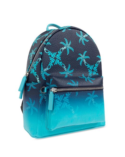 MCM Blue Backpack With Monogram for men