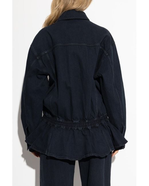 Agolde Blue Denim Jacket With Peplum