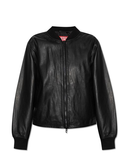 DIESEL Black Leather Jacket L-Ilyan