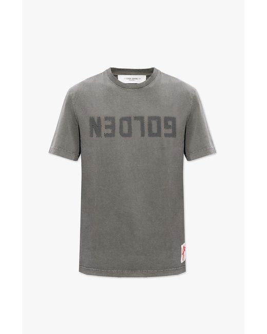 Golden Goose Deluxe Brand Gray T-Shirt With Logo for men