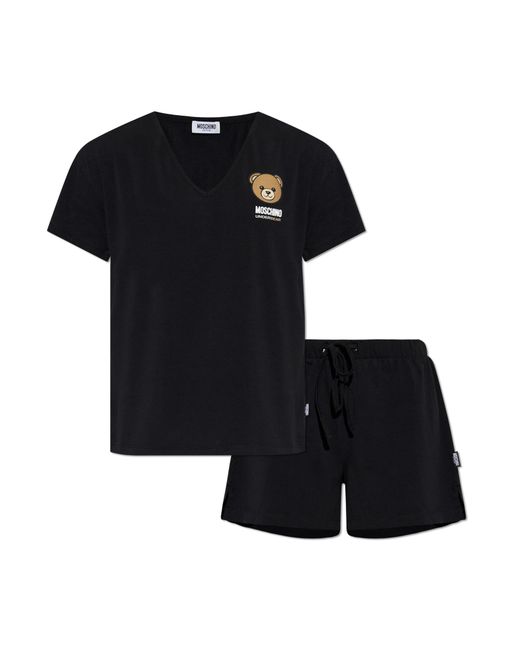 Moschino Black Two-Piece Pyjamas With Logo