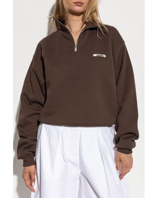 Jacquemus Brown Sweatshirt With Stand-Up Collar