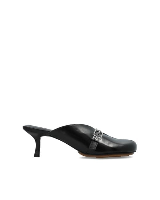 Ganni Black Heeled Mules 'Sue'