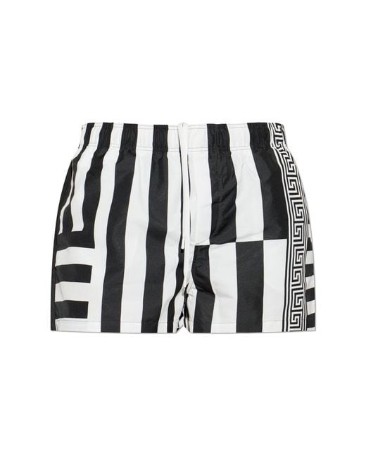 Versace Black Striped Swim Shorts for men