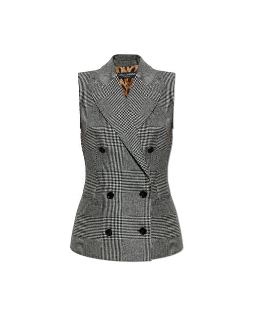 Dolce & Gabbana Gray Double-Breasted Waistcoat Made Of Combined Materials