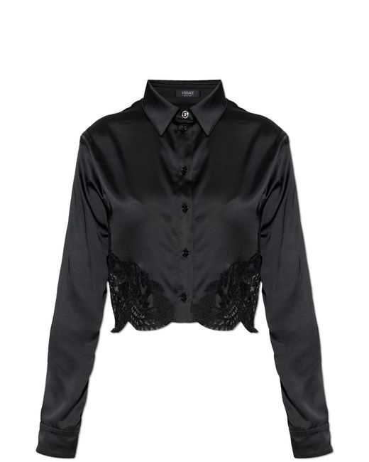 Versace Black Shirt With Lace Inserts