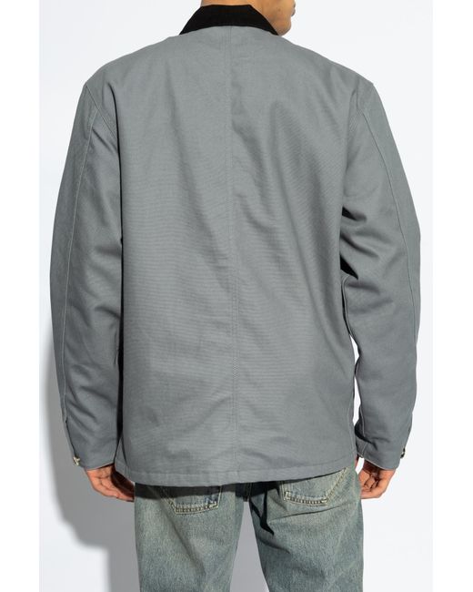 Carhartt Gray Jacket With Corduroy Collar for men