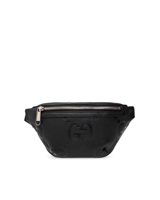 Gucci Black Logo-embossed Leather Belt Bag for men