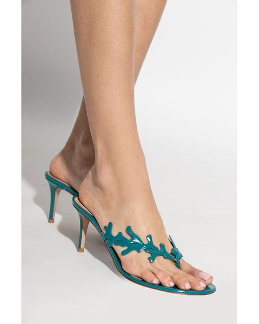 Gianvito Rossi Blue Heeled Mules 'Ocean Thong'