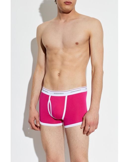DSquared² Pink Boxers With Logo for men