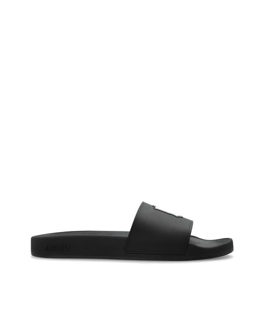 Amiri Black Rubber Flip-Flops With Logo for men