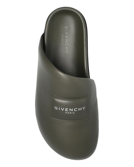 Givenchy Black Leather Slides With Logo Patch for men