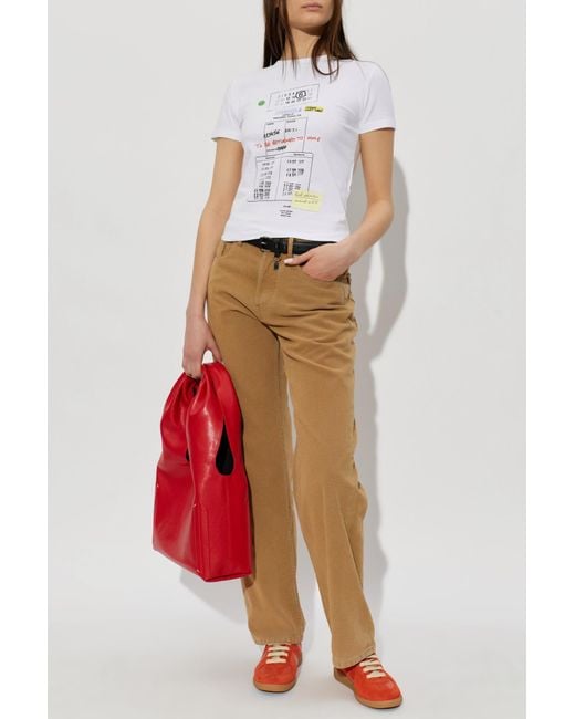 MM6 by Maison Margiela White T-Shirt With Colorful Print