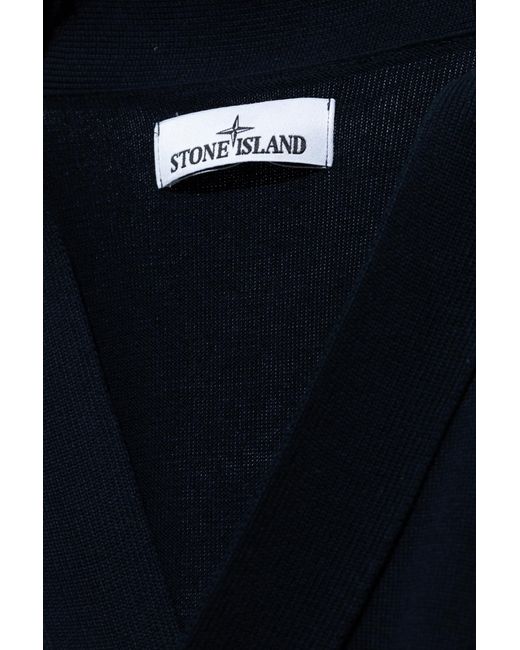 Stone Island Blue Cardigan With Logo for men