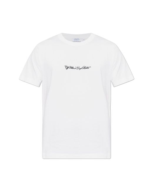 Off-White c/o Virgil Abloh White T-Shirt With Embroidered Logo for men